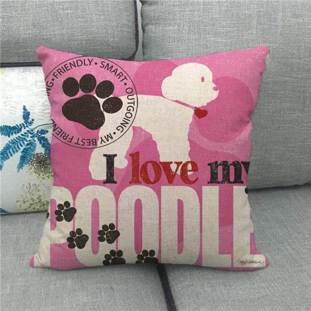 Love My Poodle Cushion Cover-Home Decor-Cushion Cover, Dogs, Home Decor, Poodle-1