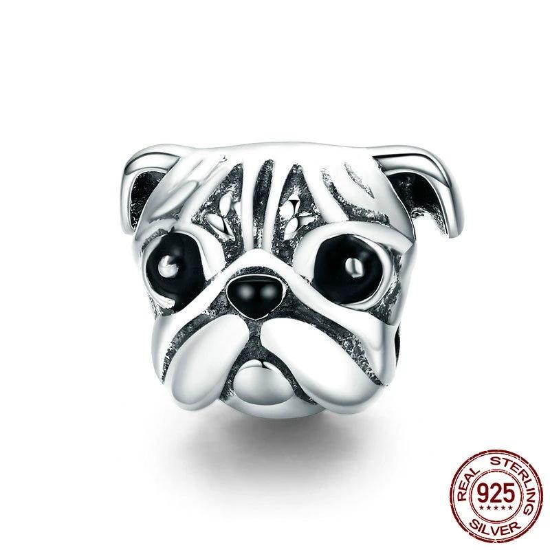 Love Pug Silver Lucky Charm Bead
