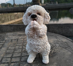 Image of a super cute namaste Maltese dog statue