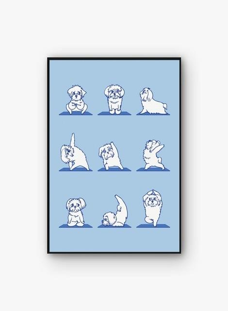 Image of a maltese poster in the cutest Maltese doing Yoga design