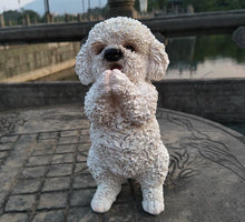 Load image into Gallery viewer, Image of a super cute namaste Maltese statue