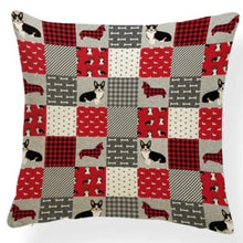 Load image into Gallery viewer, Mauve Quilted Corgi Pattern Cushion Cover - Series 7Cushion CoverOne SizeCorgi - Red Quilt