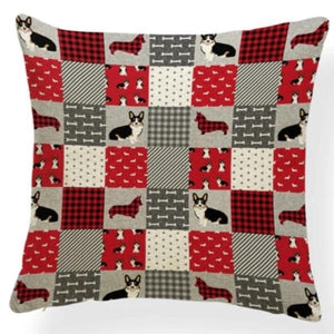 Mauve Quilted Corgi Pattern Cushion Cover - Series 7Cushion CoverOne SizeCorgi - Red Quilt