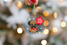 Load image into Gallery viewer, Merry Apricot Pug Christmas Tree Ornaments-Christmas Ornament-Christmas, Dogs, Pug-With Merry Christmas Balloon-2