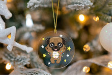Load image into Gallery viewer, Merry Apricot Pug Christmas Tree Ornaments-Christmas Ornament-Christmas, Dogs, Pug-With Christmas Lights-3