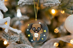 Merry Apricot Pug Christmas Tree Ornaments-Christmas Ornament-Christmas, Dogs, Pug-With Christmas Lights-3