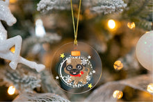 Load image into Gallery viewer, Merry Apricot Pug Christmas Tree Ornaments-Christmas Ornament-Christmas, Dogs, Pug-Inside Christmas Bulb and wearing Red Bow Tie-6