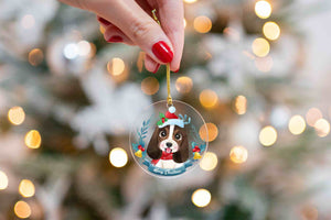 Merry Basset Hound Christmas Tree Ornament-Christmas Ornament-Basset Hound, Christmas, Dogs-Transparent-2