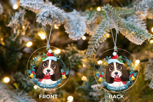 Merry Basset Hound Christmas Tree Ornament-Christmas Ornament-Basset Hound, Christmas, Dogs-6