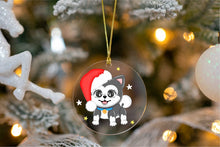 Load image into Gallery viewer, Merry Black Husky Christmas Tree Ornaments-Christmas Ornament-Christmas, Dogs, Siberian Husky-Standing Husky wearing Santa Hat-3