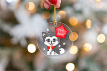 Load image into Gallery viewer, Merry Black Husky Christmas Tree Ornaments-Christmas Ornament-Christmas, Dogs, Siberian Husky-Sitting Husky with Merry Christmas Balloon-4