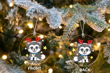 Load image into Gallery viewer, Merry Black Husky Christmas Tree Ornaments-Christmas Ornament-Christmas, Dogs, Siberian Husky-6