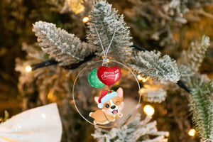 Merry Corgi Christmas Tree Ornaments-Christmas Ornament-Christmas, Corgi, Dogs-Corgi with Merry Christmas Balloons-2