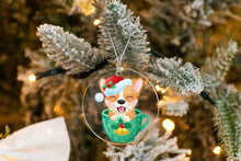 Load image into Gallery viewer, Merry Corgi Christmas Tree Ornaments-Christmas Ornament-Christmas, Corgi, Dogs-Corgi inside Christmas Cup-5