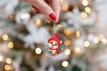Load image into Gallery viewer, Merry Corgi Christmas Tree Ornaments-Christmas Ornament-Christmas, Corgi, Dogs-Corgi wearing a Red Beanie-7