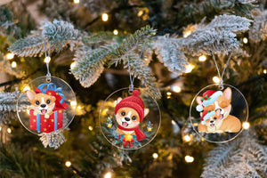 Merry Corgi Christmas Tree Ornaments-Christmas Ornament-Christmas, Corgi, Dogs-9