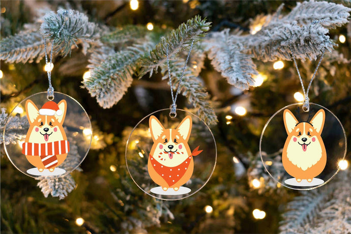 Merry Corgi Christmas Tree Ornaments-Christmas Ornament-Christmas, Corgi, Dogs-Transparent-1