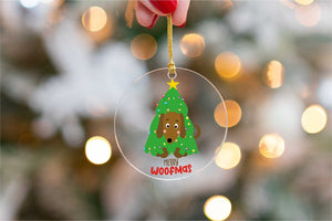 Merry Dachshund Christmas Tree Ornaments-Christmas Ornament-Christmas, Dachshund, Dogs-Inside Christmas Tree with 'Merry Woofmas' Text-5