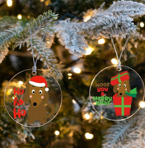 Merry Dachshund Christmas Tree Ornaments-Christmas Ornament-Christmas, Dachshund, Dogs-9