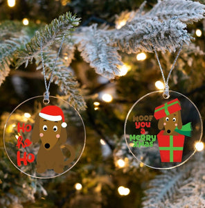 Merry Dachshund Christmas Tree Ornaments-Christmas Ornament-Christmas, Dachshund, Dogs-1