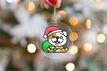 Load image into Gallery viewer, Merry English Bulldog Christmas Tree Ornaments-Christmas Ornament-Christmas, Dogs, English Bulldog-With Santa Hat and Green Potli Bag-2