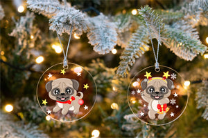Merry Fawn Pug Christmas Tree Ornaments-Christmas Ornament-Christmas, Dogs, Pug-10