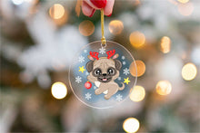 Load image into Gallery viewer, Merry Fawn Pug Christmas Tree Ornaments-Christmas Ornament-Christmas, Dogs, Pug-Pug with Reindeer Horns-2