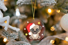 Load image into Gallery viewer, Merry Fawn Pug Christmas Tree Ornaments-Christmas Ornament-Christmas, Dogs, Pug-Pug wearing Santa Hat-3