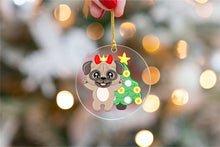 Load image into Gallery viewer, Merry Fawn Pug Christmas Tree Ornaments-Christmas Ornament-Christmas, Dogs, Pug-Pug standing In Front of Christmas Tree and wearing Crown-4