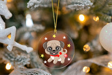 Load image into Gallery viewer, Merry Fawn Pug Christmas Tree Ornaments-Christmas Ornament-Christmas, Dogs, Pug-Pug wearing Bow Tie-5