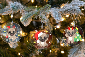 Merry Fawn Pug Christmas Tree Ornaments-Christmas Ornament-Christmas, Dogs, Pug-1