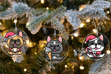 Load image into Gallery viewer, Merry Frenchies Christmas Tree Ornaments-Christmas Ornament-Christmas, Dogs, French Bulldog-1