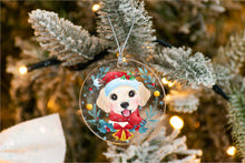 Load image into Gallery viewer, Merry Golden Retriever Christmas Tree Ornament-Christmas Ornament-Christmas, Dogs, Golden Retriever-Holographic Stars-3