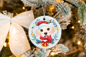Merry Golden Retriever Christmas Tree Ornament-Christmas Ornament-Christmas, Dogs, Golden Retriever-White-4