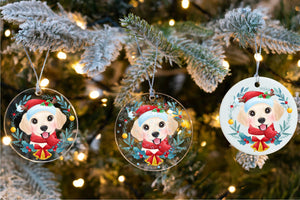 Merry Golden Retriever Christmas Tree Ornament-Christmas Ornament-Christmas, Dogs, Golden Retriever-7