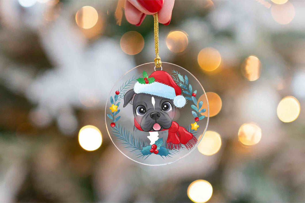 Merry Pit Bull Christmas Tree Ornament-Christmas Ornament-Christmas, Dogs, Pit Bull-Transparent-2