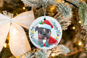 Merry Pit Bull Christmas Tree Ornament-Christmas Ornament-Christmas, Dogs, Pit Bull-White-4