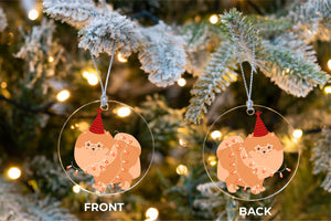 Merry Pomeranian Christmas Tree Ornament-Christmas Ornament-Christmas, Dogs, Pomeranian-With Christmas Lights and wearing Cone Hat-3
