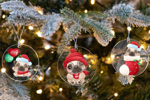 Merry Pug Christmas Tree Ornaments-Christmas Ornament-Christmas, Dogs, Pug-10