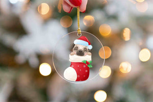 Merry Pug Christmas Tree Ornaments-Christmas Ornament-Christmas, Dogs, Pug-Pug inside Christmas Stocking-3