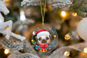 Merry Pug Christmas Tree Ornaments-Christmas Ornament-Christmas, Dogs, Pug-Pug inside Christmas Wreath-6
