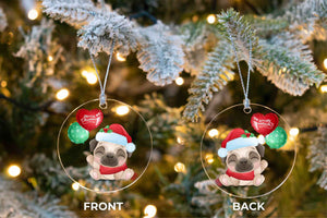 Merry Pug Christmas Tree Ornaments-Christmas Ornament-Christmas, Dogs, Pug-8