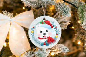 Merry Samoyed Christmas Tree Ornament-Christmas Ornament-Christmas, Dogs, Samoyed-White-4