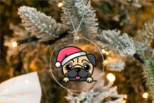 Load image into Gallery viewer, Merry Santa Hat Pug Christmas Tree Ornaments-Christmas Ornament-Christmas, Dogs, Pug-8
