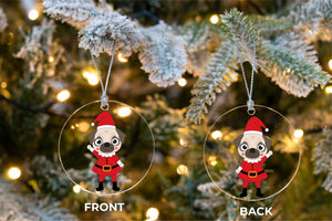 Merry Santa Pug Christmas Tree Ornaments-Christmas Ornament-Christmas, Dogs, Pug-5