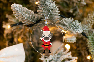 Merry Santa Pug Christmas Tree Ornaments-Christmas Ornament-Christmas, Dogs, Pug-7