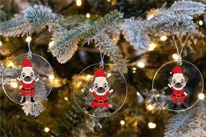 Merry Santa Pug Christmas Tree Ornaments-Christmas Ornament-Christmas, Dogs, Pug-8
