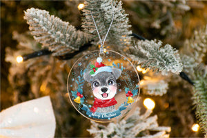 Merry Schnauzer Christmas Tree Ornament-Christmas Ornament-Christmas, Dogs, Schnauzer-Holographic Stars-3