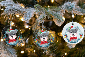 Merry Schnauzer Christmas Tree Ornament-Christmas Ornament-Christmas, Dogs, Schnauzer-1