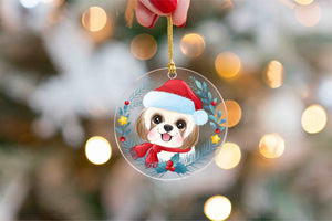 Merry Shih Tzu Christmas Tree Ornament-Christmas Ornament-Christmas, Dogs, Shih Tzu-Transparent-2